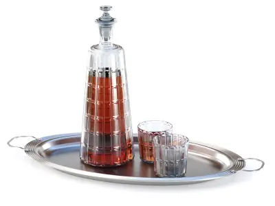 Whiskey decanter with glasses v01  3D model