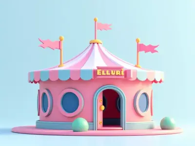 Stylized Low Poly Carousel Tent  Cartoon Circus Game Asset Low-poly 3D model