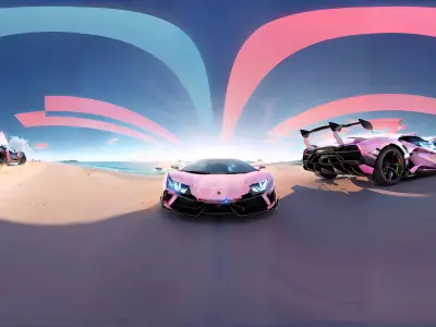 Skybox glb file Lambo on the Beach Free 3D model