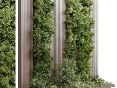 Vertical Wall Garden With Wooden frame - Horizontal garden Low-poly 3D model