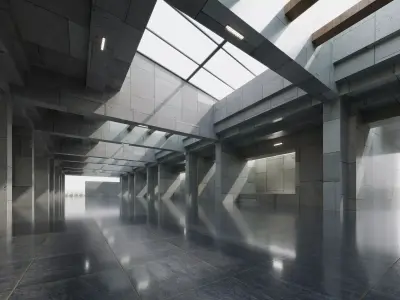 Modern Skylight Exhibition Hall- Architectural Background- V5U1 Low-poly 3D model