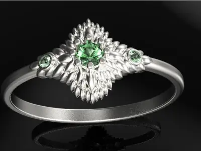 Floral ornament engagement ring 3D print model 3D print model