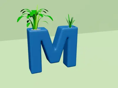 Vase M - Alphabet Vases Collection Letters - STL Printable 3D print model