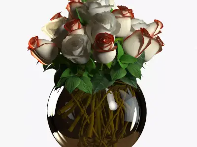 Roses in vase 3D model purchase