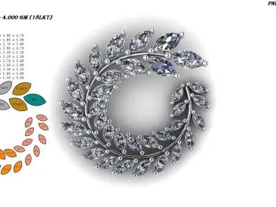 earring necklace with diamonds in shape of spiral 3D print model