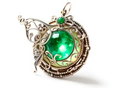 Elegant Emerald Pendant Model Pack Low-poly 3D model