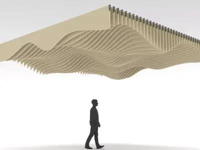 Parametric Ceiling Wave Contour Design with Hangers 3D model