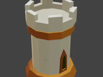 LowPoly Tower and City Walls Low-poly 3D model