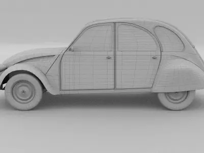 Citroen 2CV Low-poly 3D model