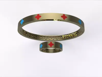 Luxury Gold Bangle  Ring Set SET-0031 3D print model