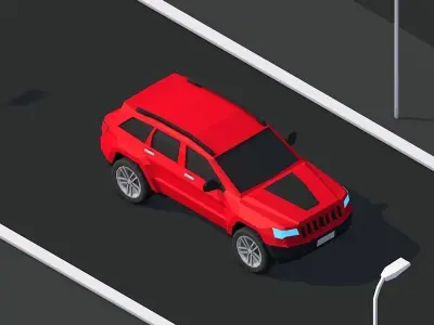 Cartoon Low Poly Cherokee Jeep Car Low-poly 3D model