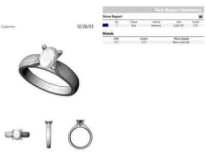 Oval 0-75-CT Quarter Round Profile Shank Width 3-10mm 3D print model