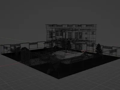 Modern house without swimming pool Low-poly 3D model