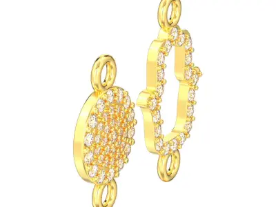 Two diamond necklace pendant hamsa and evil eye 3D print model