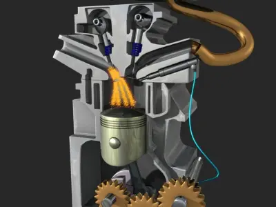 Diesel Engine Inline Four-Cylinder 3D model