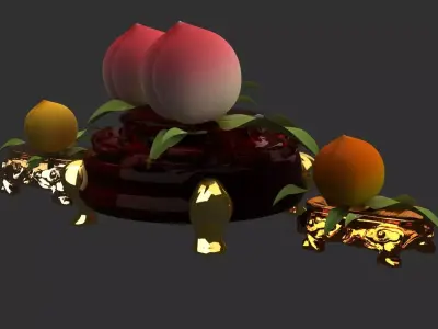 Chinese  peach figure Low-poly 3D model