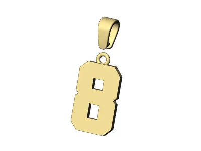 NBA font number 8 pendant charm with bail 3D print model