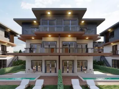 Modern 3D Villa Complex with Private Pools and Elegant  3D model