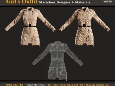 Girls Outfit- Marvelous Designer-Clo3d - OBJ - FBX 3D model