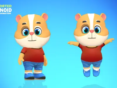  Hamster Guinea Pig Mouse Animated Rigged Low-poly 3D model