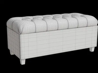 Beige Storage Ottoman Bench Low-poly 3D model