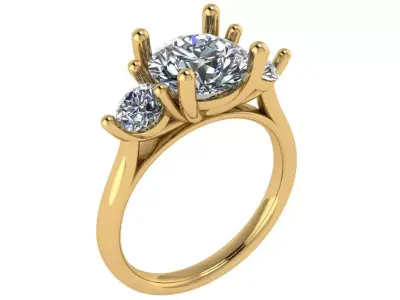 trinity ring with cathedral shank  3D print model purchase