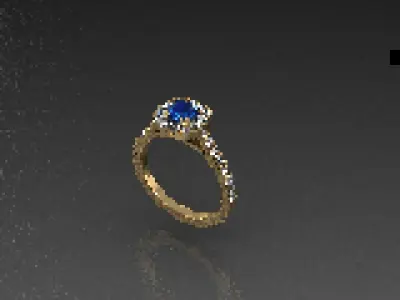 halo 5 sapphire and diamond engagement ring 3D model