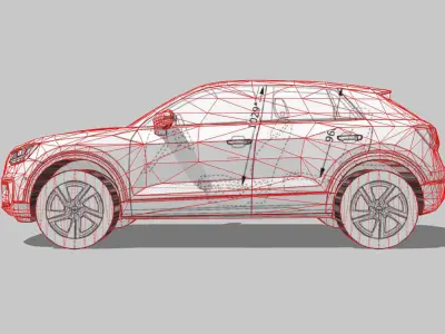 Audi Q2 3d blueprint Low-poly 3D model