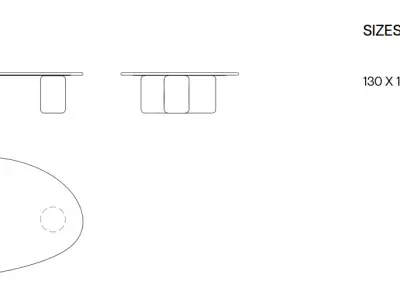 Lake Coffee Table Black Wood Base with Travertine Stone Top 3D model