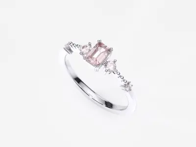 ZDR0175 morganite ring gold 3D print model