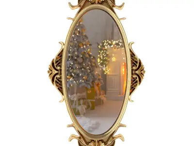 Mirror gold with christmas tree in it 3D model