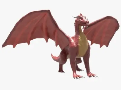 Cartoony red dragon 3D model