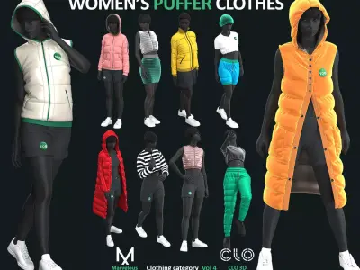 11 PUFFER CLOTHES  - Marvelous clo3d zprj obj fbx 3D model