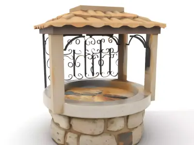 Rustic Stone Well model pack Low-poly 3D model