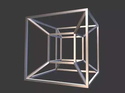 Tesseract metal cube 3D print model