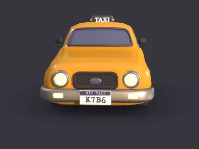 Cute NYC Taxi Low-poly 3D model