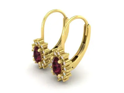 AV 476 Ladies Flower Shape Cluster Dangling Drop Earrings 3D print model