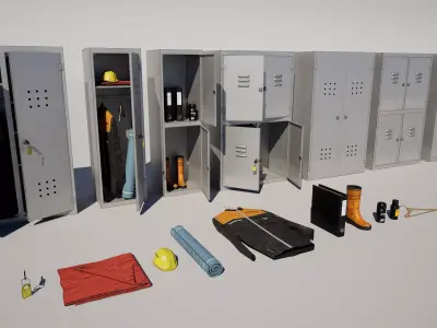  Locker Props Pack Low-poly 3D model
