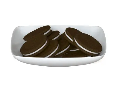 Cookies oreo in bowl 3D model