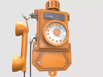 Old Yellow Phone Low-poly 3D model