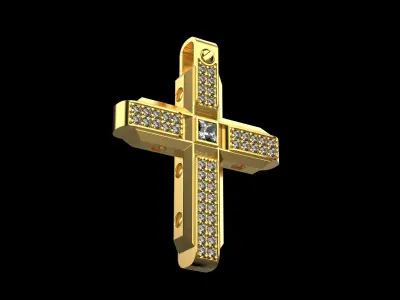 Pendant Cross with Diamonds N21 3D print model