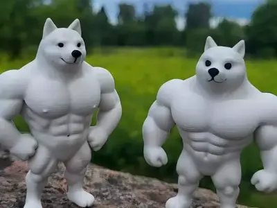 Swole body muscle dog sculpture design decoration 3D print model