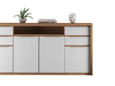 Buffet sideboard table with decoration set Low-poly 3D model