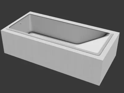 Bathtub Model rectangular Low-poly 3D model