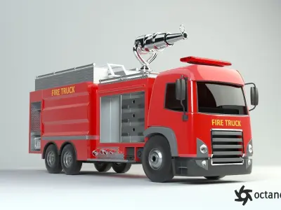 3D model of  rigged Fire Truck cartoon ready to animate 3D model