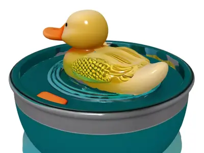 Cute Rubber Duck Water Bowl Low-poly 3D model