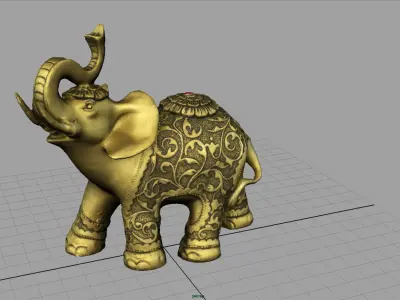 Gold Elephant  Low-poly 3D model