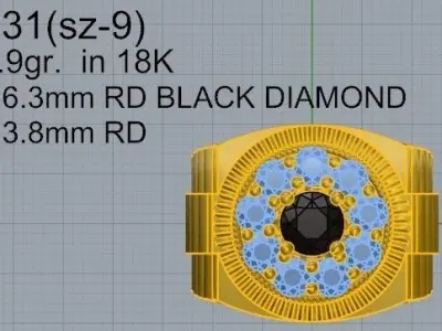 Diamond Watch Style Ring 2131 3D print model