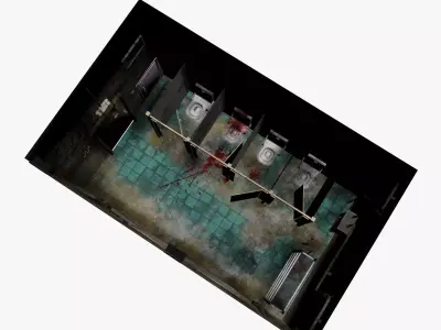 The old public Toilet 2 Low-poly 3D model