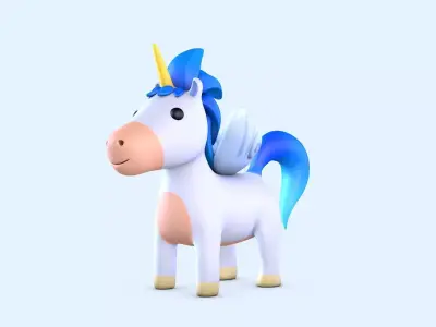 Cartoon Pegasus Low-poly 3D model